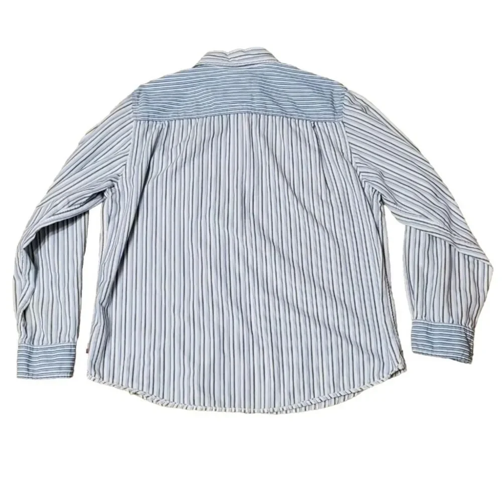 Levi's Mens Sz Large The Two Horse Shirt Blue & White Long Sleeve 100% Cotton